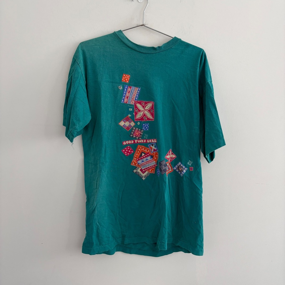 Vintage To The Max Good Times Gear Graphic T-Shirt Green Mens Size L Lg